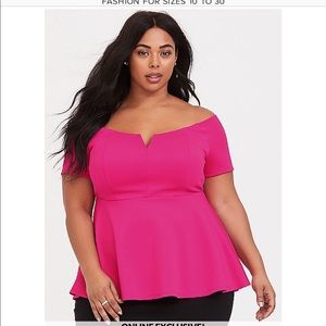 Torrid neon pink scuba knit peplum top